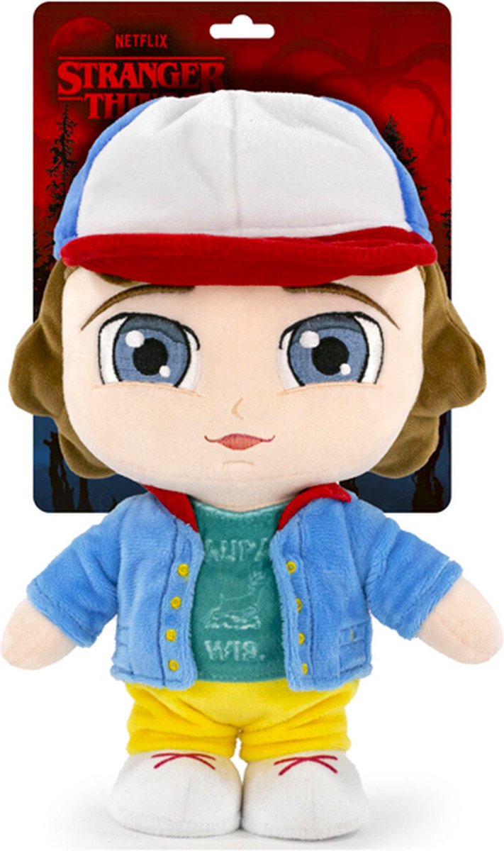 Dustin Henderson - Stranger Things Pluche Knuffel 32 cm {Netflix Plush Toy | Stranger-Things Speelgoed knuffeldier knuffelpop voor kinderen jongens meisjes | Knuffel en Speel met Demogorgon, Dustin, Will, Lucas, Mike, Eleven}